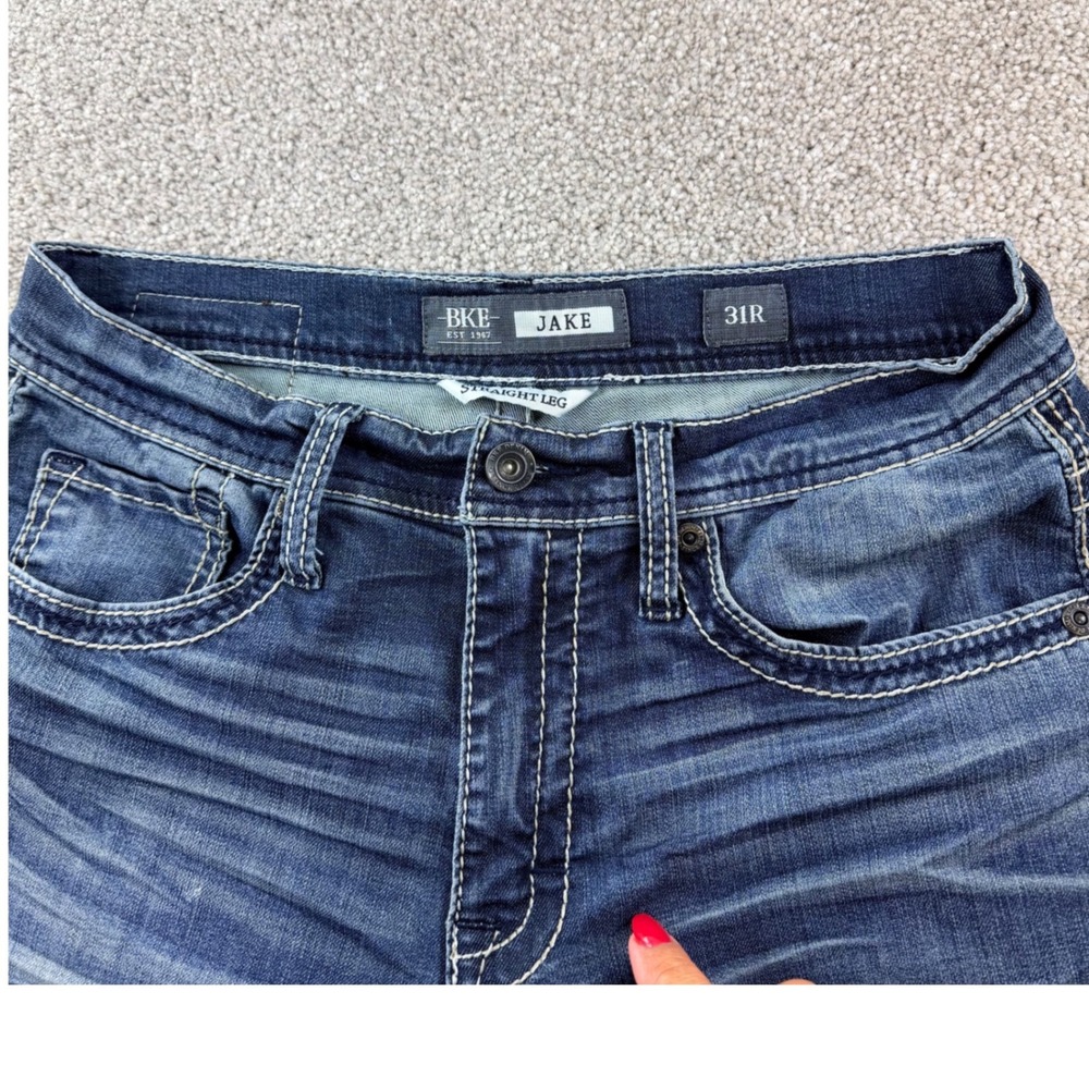 BKE Jake Straight Leg Mens 31 Medium Wash Distressed Flawed Denim Grunge Jeans